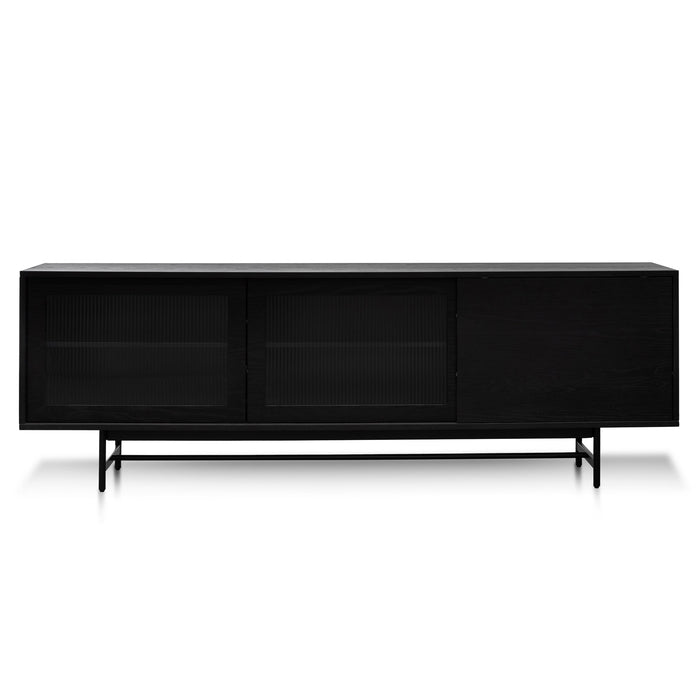 CTV6053-KD - 2.1m Wooden Entertainment TV Unit - Black with Flute Glass Door