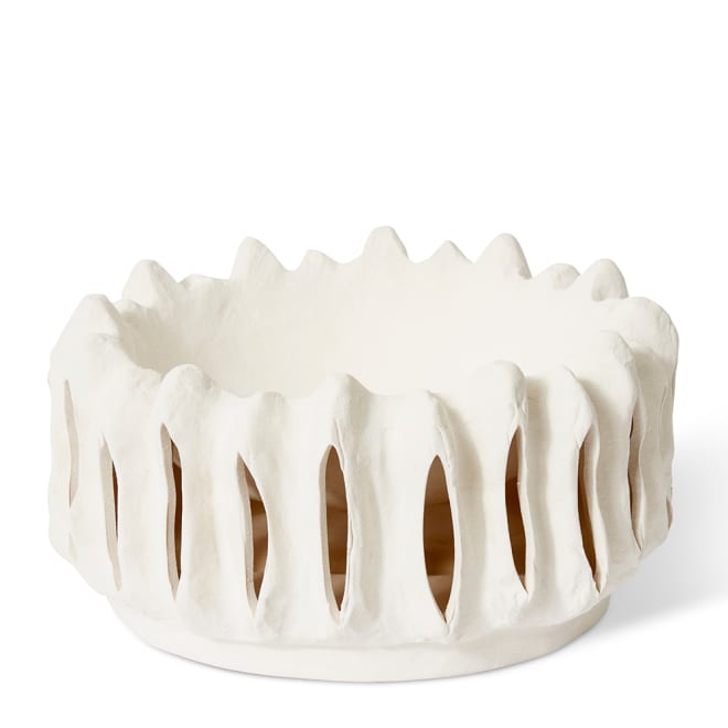 Nisha Decorative Bowl - White, 18cm (H)