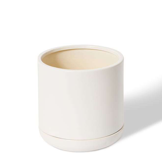Angu Pot with Tray - White, 20cm (H)