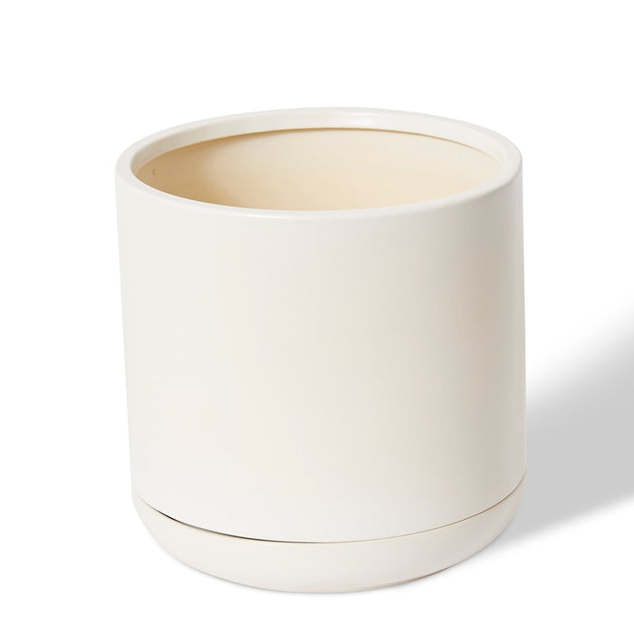 Angu Pot with Tray - White, 26cm (H)