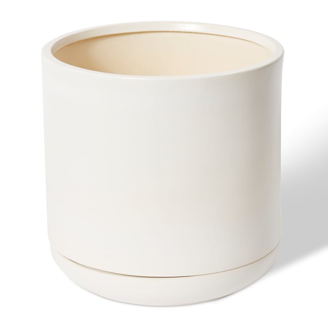 Angu Pot with Tray - White, 32cm (H)