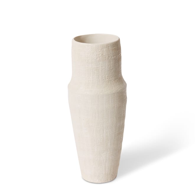 Atlas Vase - Hessian White, 35cm (H)