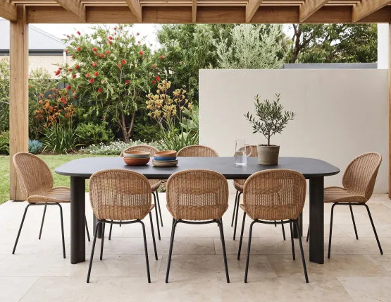 Vela Dining Table 240cm - Outdoor - Charcoal - Basalt Ceramic Top