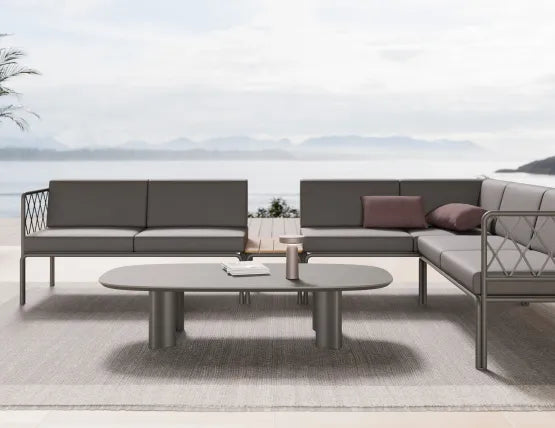 Vela Coffee Table - Outdoor - Charcoal - Basalt Ceramic Top, 150cm W
