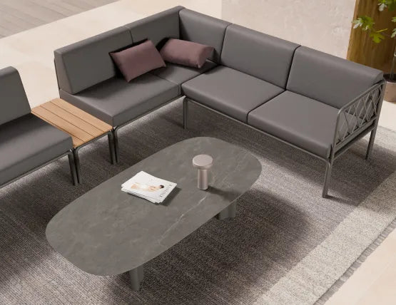 Vela Coffee Table - Outdoor - Charcoal - Basalt Ceramic Top, 150cm W