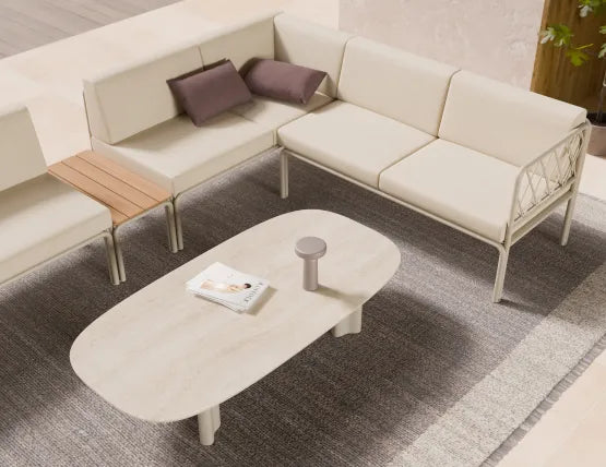 Vela Coffee Table - Outdoor - latte - Dune Ceramic Top, 150cm W