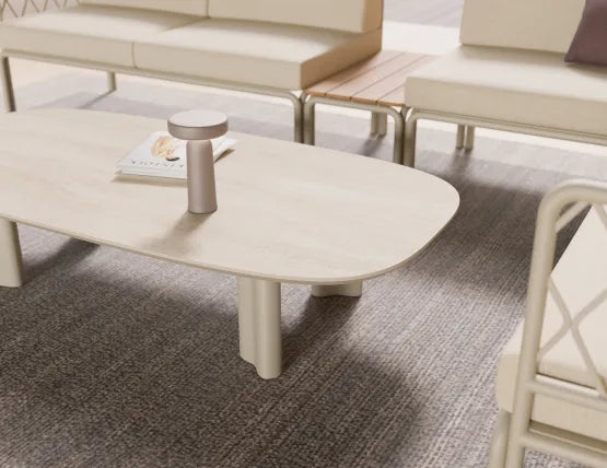 Vela Coffee Table - Outdoor - latte - Dune Ceramic Top, 150cm W