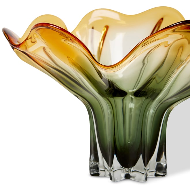Shaka Wavy Vase - Amber/Black, 30cm (H)