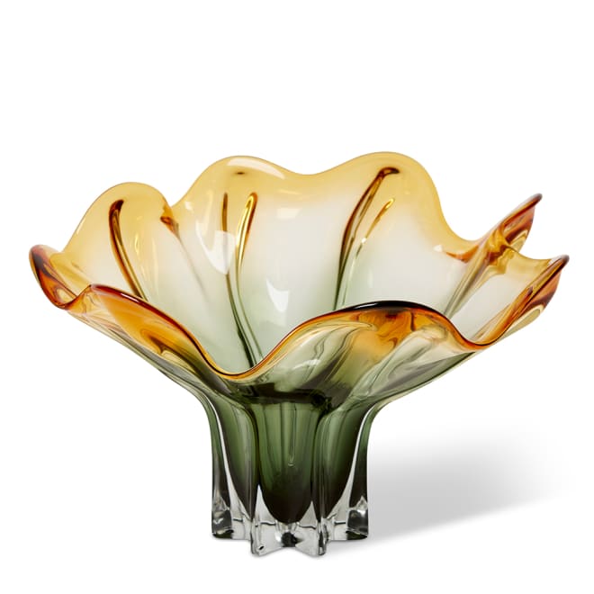 Shaka Wavy Vase - Amber/Black, 30cm (H)