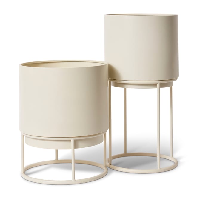 Gunner Planter with Stand Set 2 - Beige, 56cm (H)