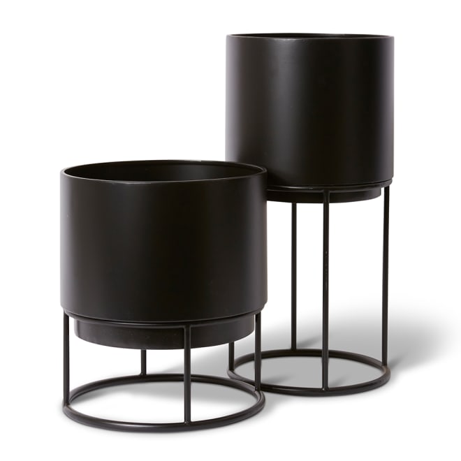 Gunner Planter with Stand Set 2 - Black, 56cm (H)