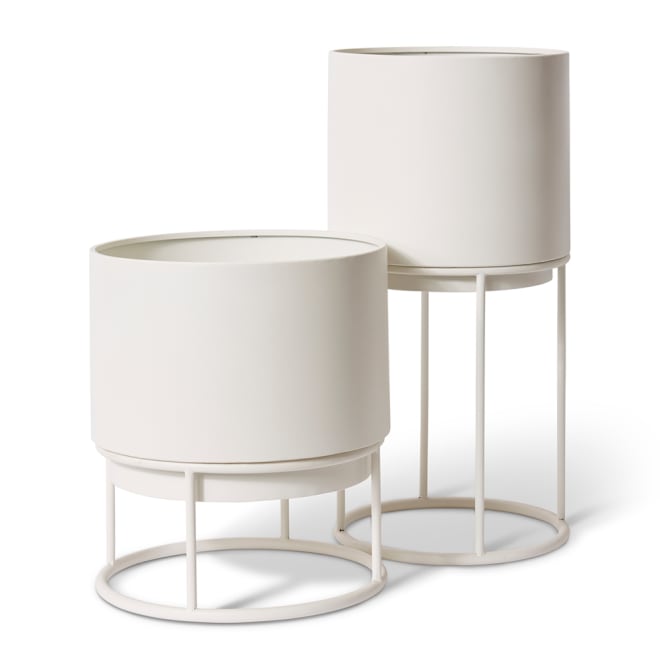 Gunner Planter with Stand Set 2 - White, 56cm (H)