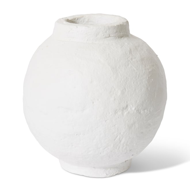Lerato Paper Mache Vessel - White, 22cm (H)