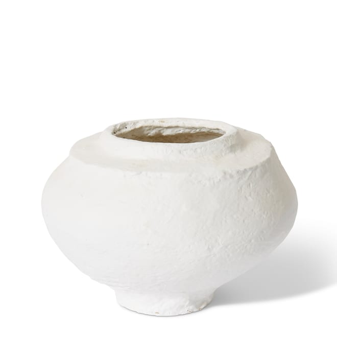 Nomusa Paper Mache Vessel - White, 14cm (H)