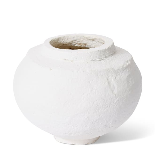 Nomusa Paper Mache Vessel - White, 20cm (H)