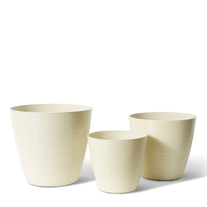 Chimalli Glazelite Planter Set - Cream, 32cm/40cm/46cm (H)