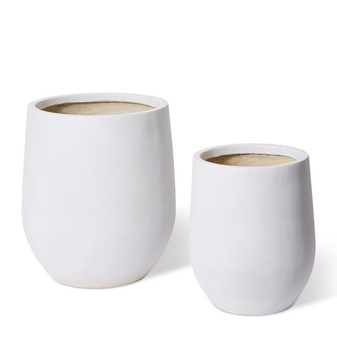 Aiden Fibrestone Planter Set of 2 (Outdoor) - Beige, 44/56cm (H)
