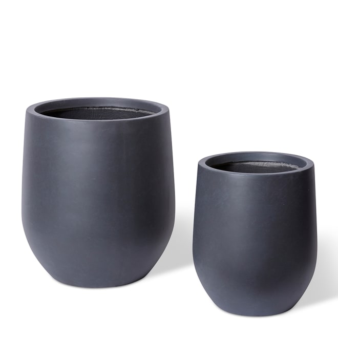 Aiden Fibrestone Planter Set of 2 (Outdoor) - Black, 44/56cm (H)