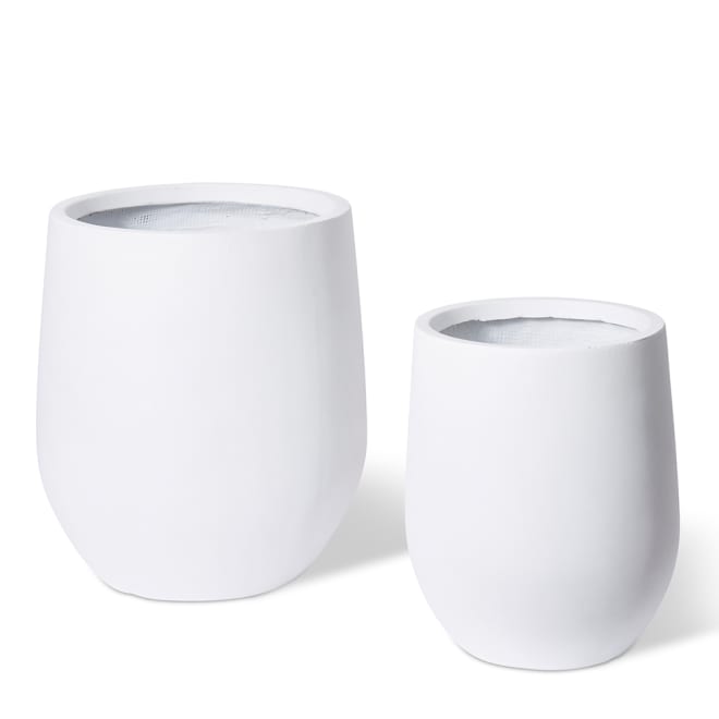 Aiden Fibrestone Planter Set of 2 (Outdoor) - White, 44/56cm (H)