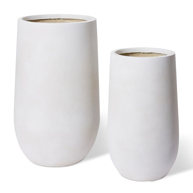 Aiden Tall Fibrestone Planter Set of 2 (Outdoor) - Beige, 60/75cm (H)