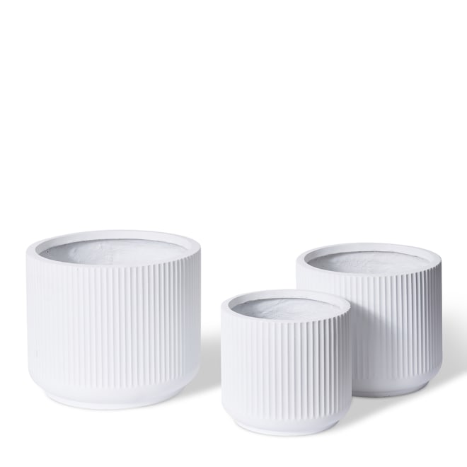 Tarian Fibrestone Planter Set of 3 (Outdoor) - White, 30/35/40cm (H)