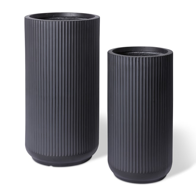 Tarian Tall Fibrestone Planter Set of 2 (Outdoor) - Black, 63/78cm (H)