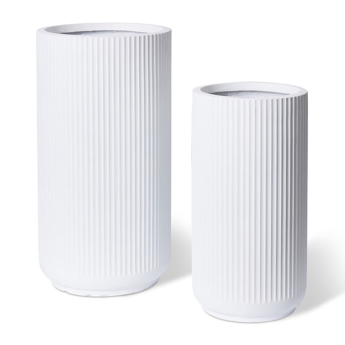 Tarian Tall Fibrestone Planter - White, 63cm/78cm (H)