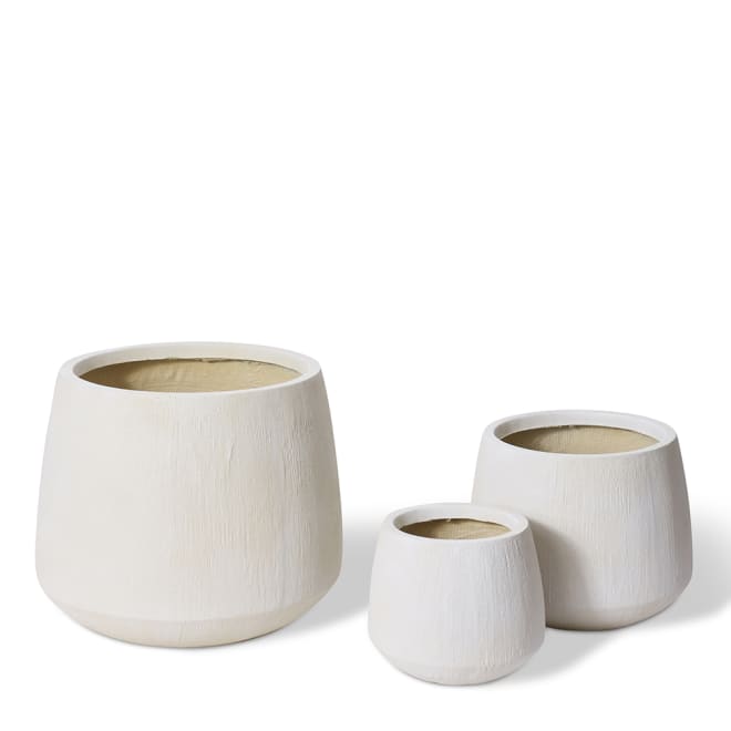 Eamon Fibrestone Planter Set of 3 (Outdoor) - White, 23/31/44cm (H)