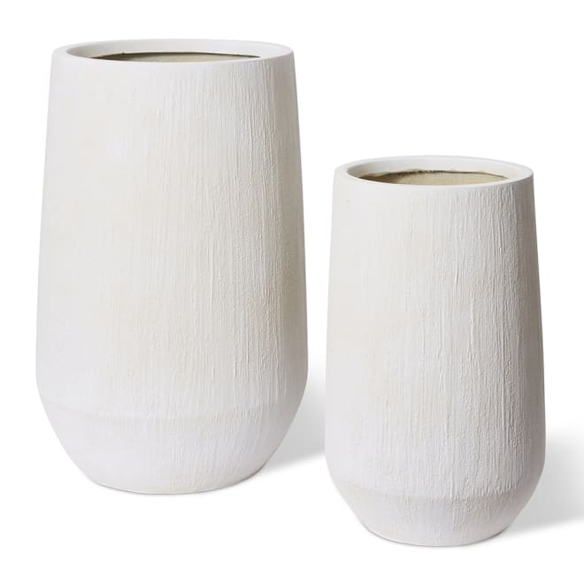 Eamon Tall Fibrestone Planter Set of 2 (Outdoor) - White, 62/80cm (H)