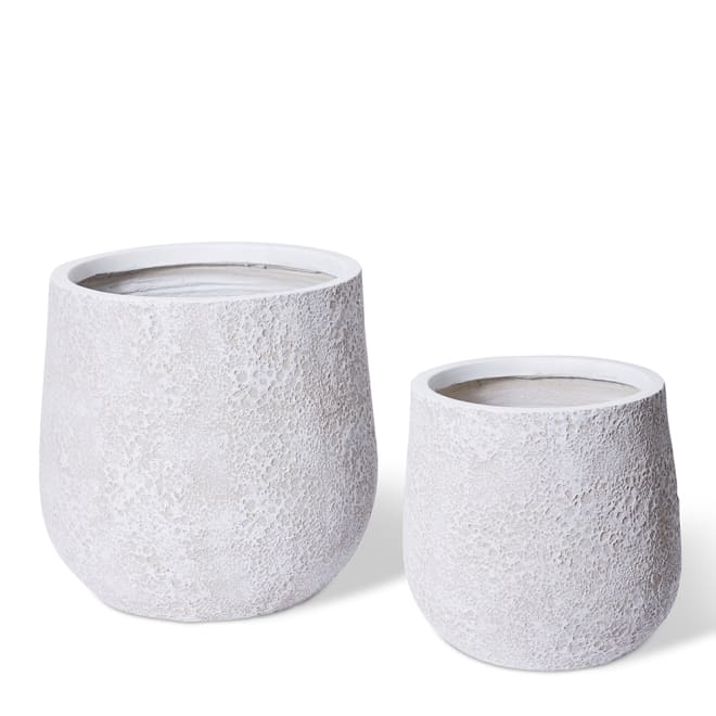 Finn Fibrestone Planter Set of 2 (Outdoor) - White, 38/52cm (H)