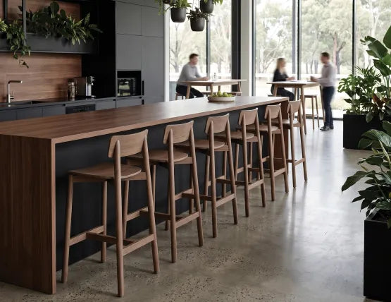 Andi Bar Stool - Walnut - 66cm Seat Height (Kitchen Bench height)