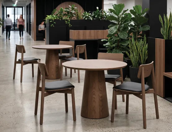 Andi Dining Chair - Walnut - Upholstered - Vintage Grey Vegan Leather Seat Pad