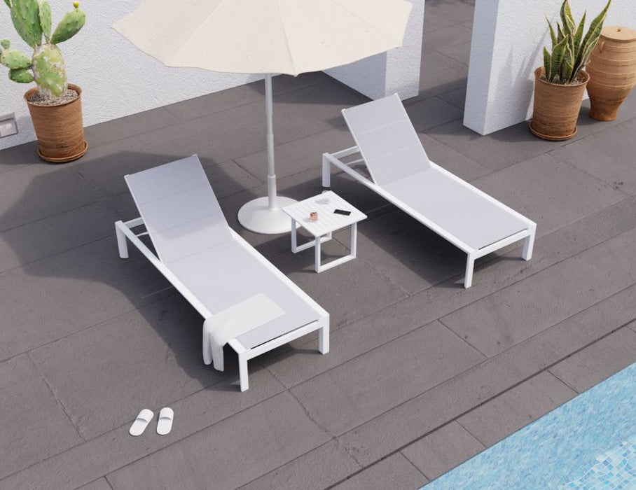 Alvor Sun Lounge - White - Light Grey Mesh