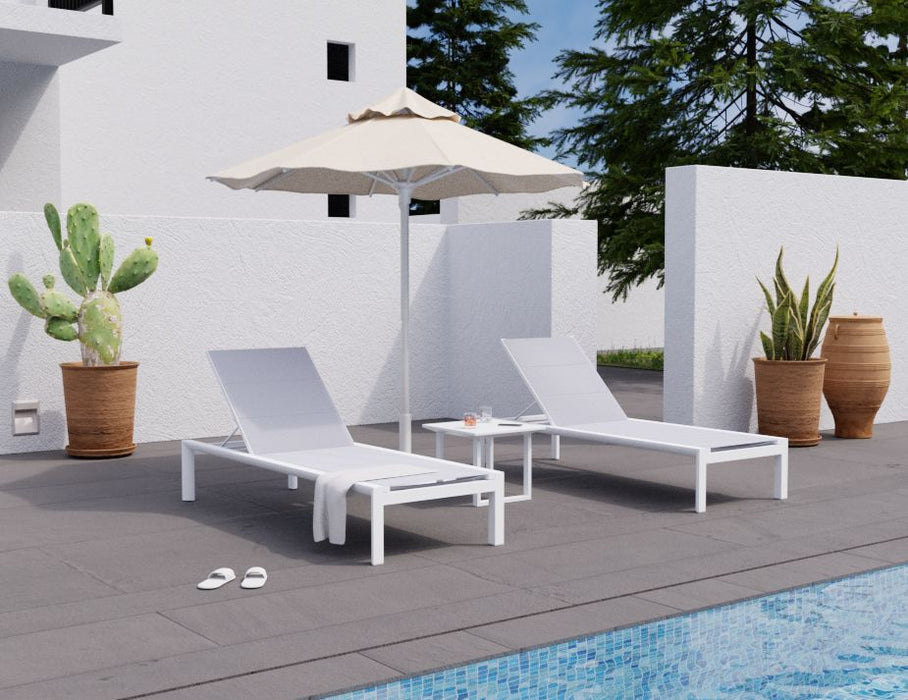 Alvor Sun Lounge - White - Light Grey Mesh