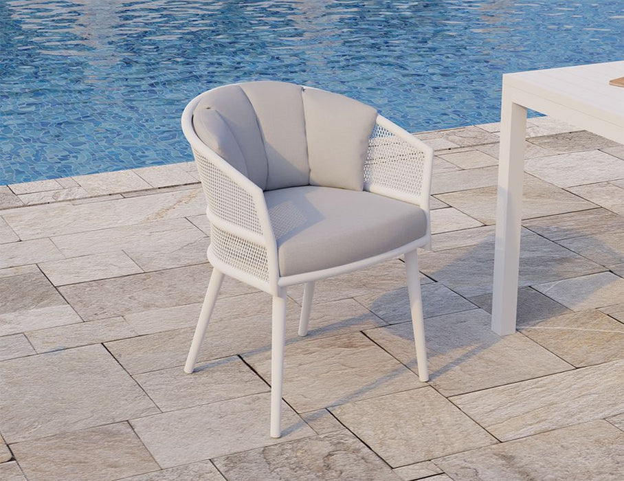 Avila Dining Chair - White - Light Grey Cushion