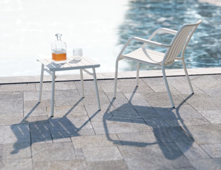 Roku Lounge Chair - Outdoor - White - Chair with Granite Grey Cushion