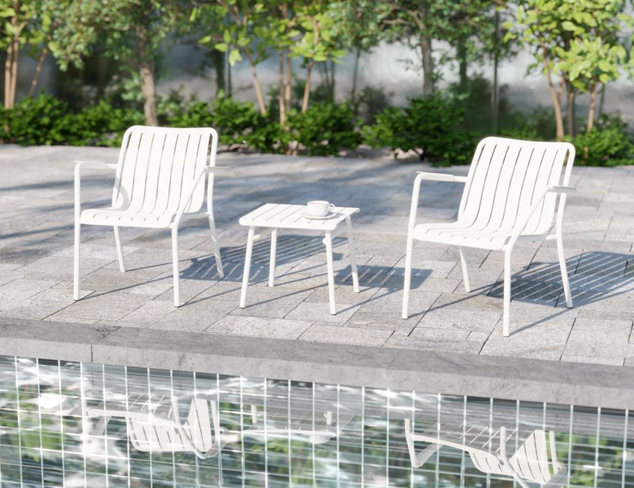 Roku Lounge Chair - Outdoor - White - Chair with Green Cushion