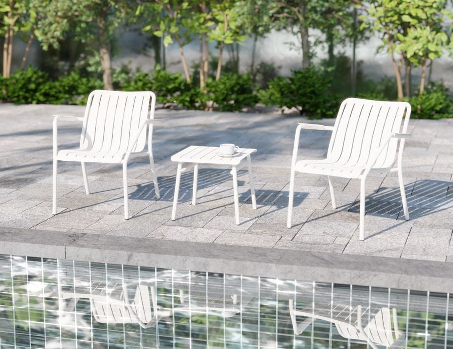 Roku Lounge Chair - Outdoor - White - Chair with Granite Grey Cushion