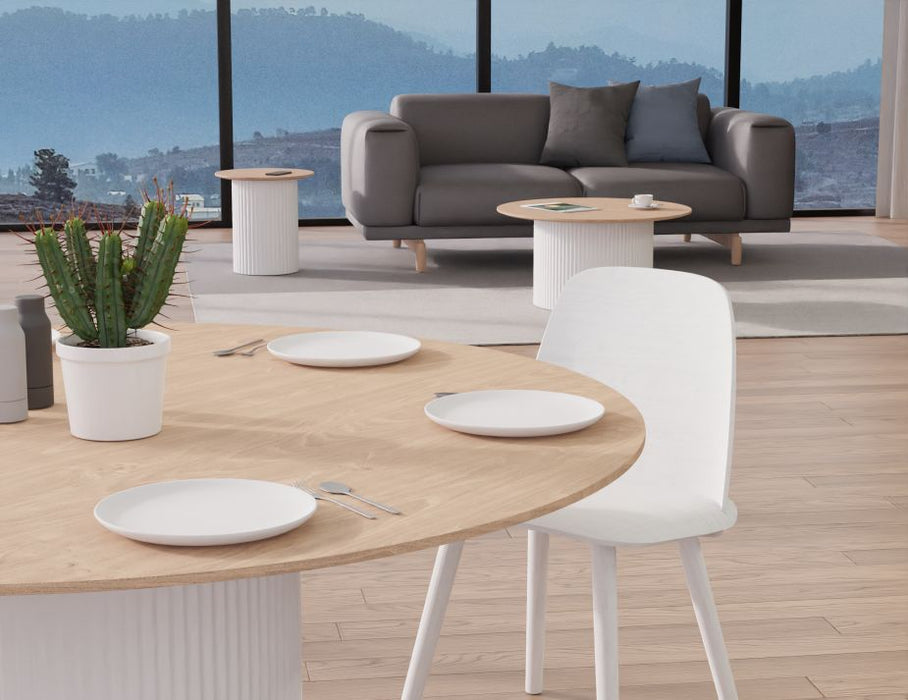 Mimi Dining Table - White - Natural - 155cm