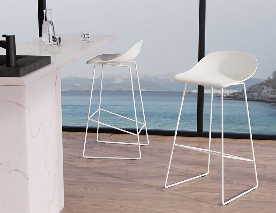 Pop Stool - White Frame and Shell Seat - 75cm Commercial Bar Height