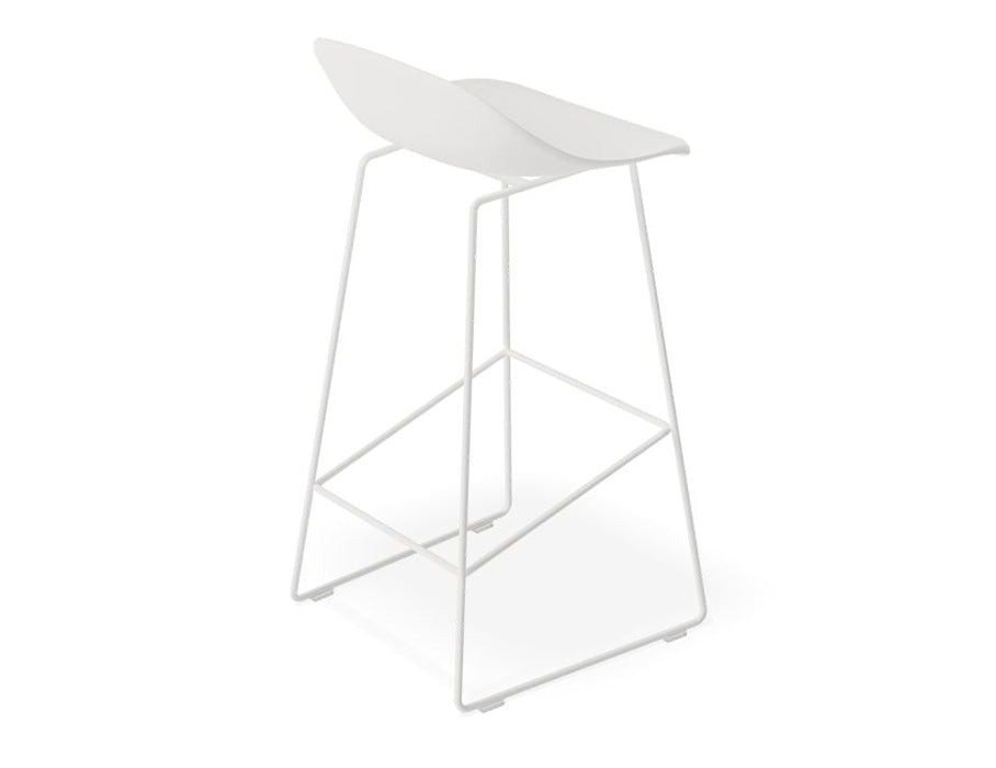 Pop Stool - White Frame and Shell Seat - 65cm Kitchen Bench Seat Height