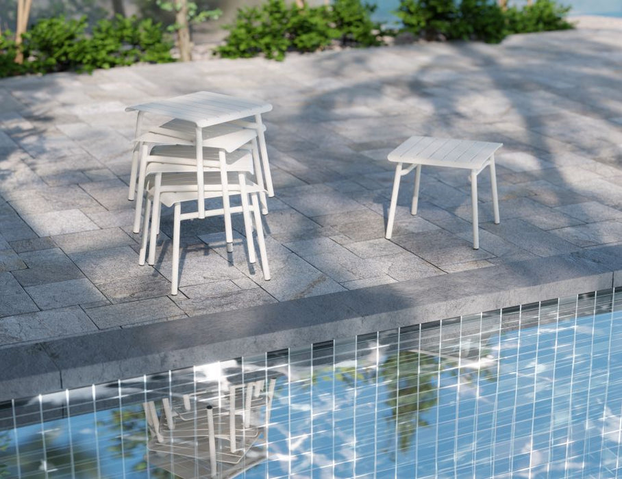 Roku Outdoor Low Stool Footrest in Matt Charcoal