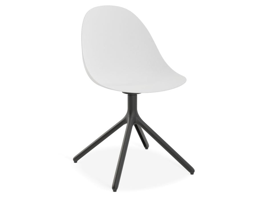 Pebble Chair White with Shell Seat - Pyramid Fixed Base with Castors - Black