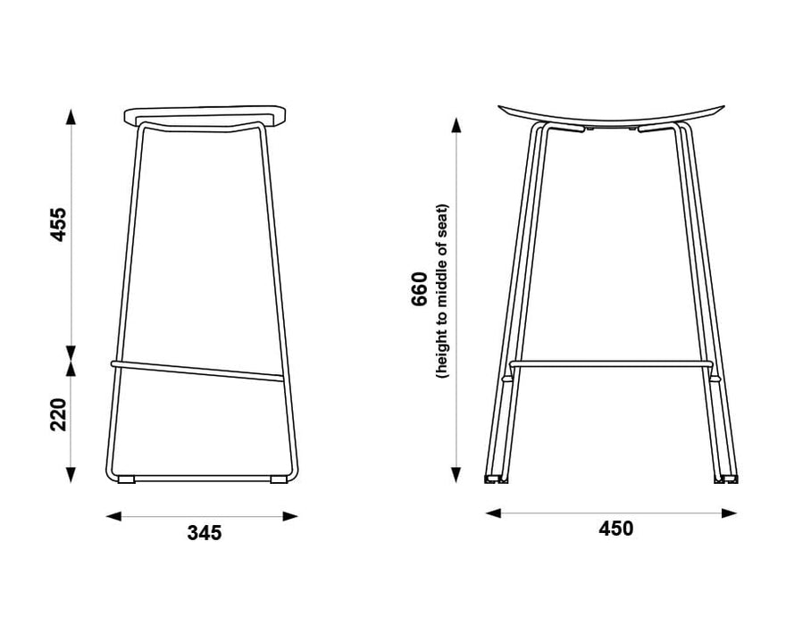 Winnie Stool - Black - Black Leather - 76cm (commercial Bench Height)