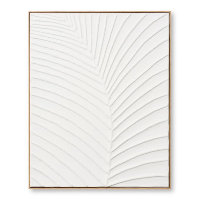 Brooklyn Palm 3D Hand Painted Wall Art - Off White/Natural, 100cm (H)