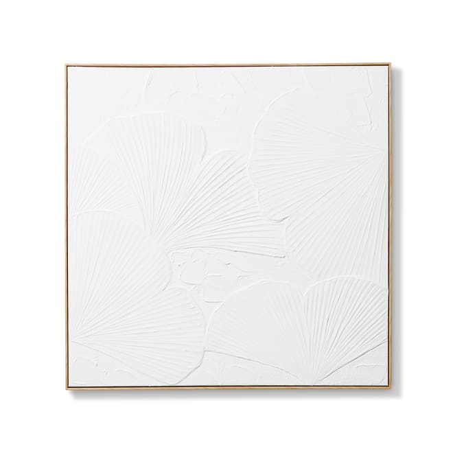 Ginko Hand Painted Wall Art - White, 100cm (H)