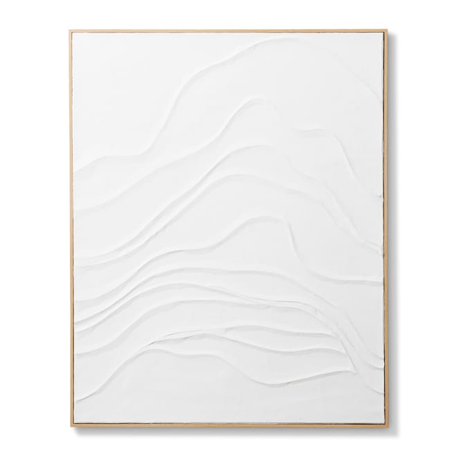 Wavy Hand Painted Wall Art - White, 150cm (H)