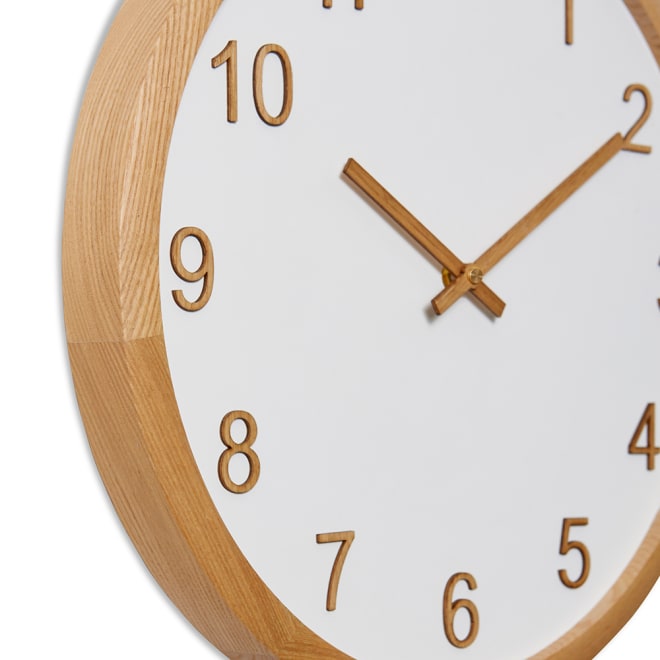 Sienna Wall Clock - White/Natural, 40cm (H)