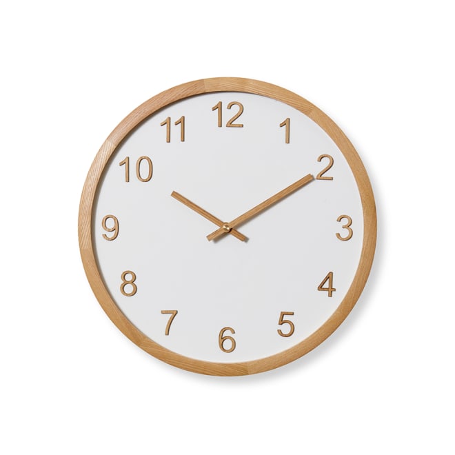 Sienna Wall Clock - White/Natural, 40cm (H)