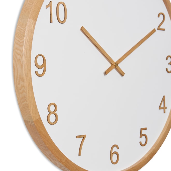 Sienna Wall Clock - White/Natural, 60cm (H)
